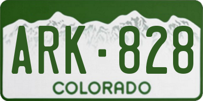 CO license plate ARK828