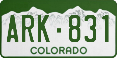CO license plate ARK831