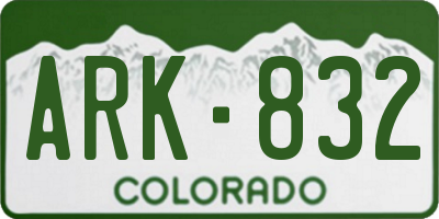 CO license plate ARK832