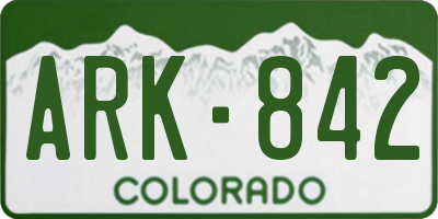 CO license plate ARK842