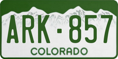 CO license plate ARK857