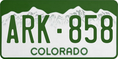 CO license plate ARK858