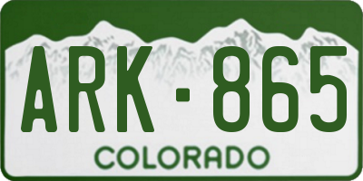 CO license plate ARK865