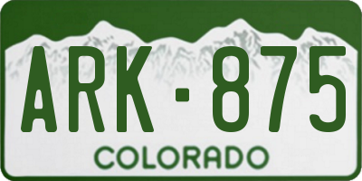 CO license plate ARK875