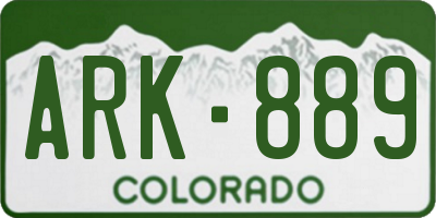 CO license plate ARK889