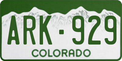 CO license plate ARK929