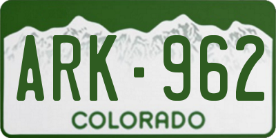CO license plate ARK962