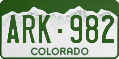 CO license plate ARK982