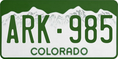 CO license plate ARK985