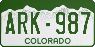 CO license plate ARK987