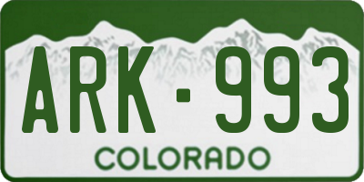 CO license plate ARK993