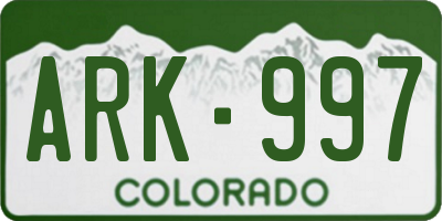 CO license plate ARK997