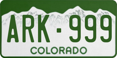 CO license plate ARK999