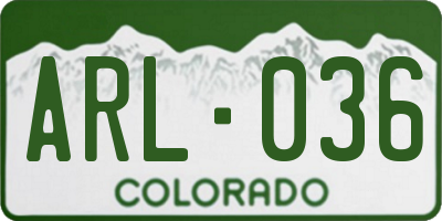 CO license plate ARL036