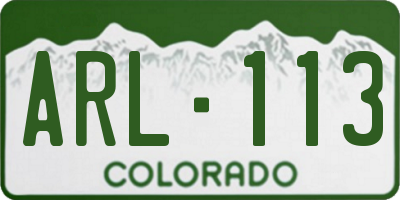 CO license plate ARL113