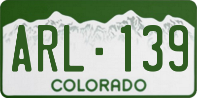 CO license plate ARL139