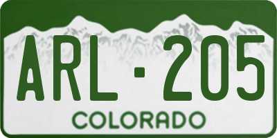 CO license plate ARL205
