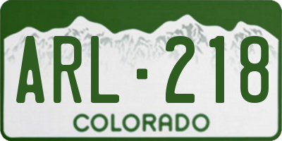 CO license plate ARL218