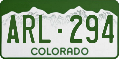 CO license plate ARL294