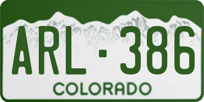 CO license plate ARL386