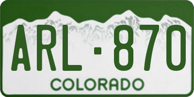 CO license plate ARL870