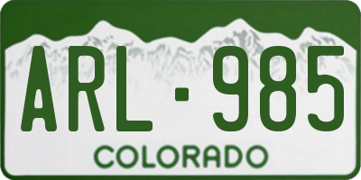 CO license plate ARL985