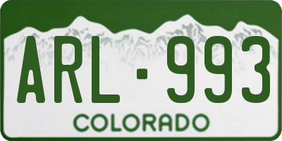 CO license plate ARL993