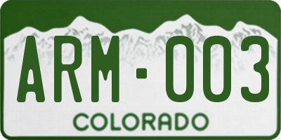 CO license plate ARM003