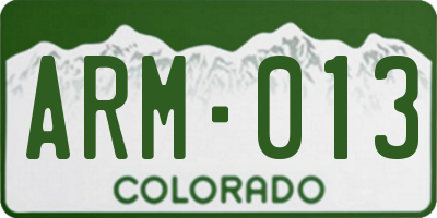 CO license plate ARM013