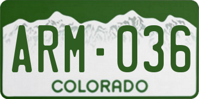 CO license plate ARM036