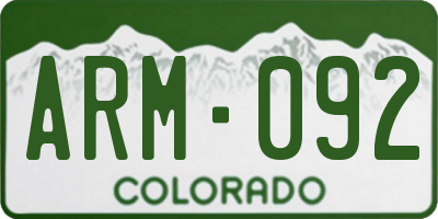 CO license plate ARM092