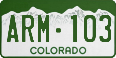 CO license plate ARM103