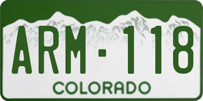 CO license plate ARM118