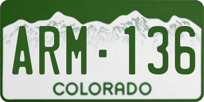 CO license plate ARM136