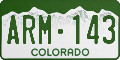 CO license plate ARM143