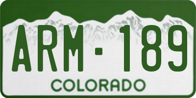 CO license plate ARM189