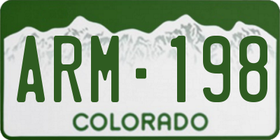 CO license plate ARM198