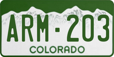 CO license plate ARM203