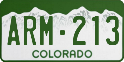 CO license plate ARM213
