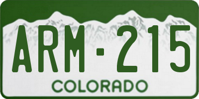 CO license plate ARM215