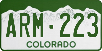 CO license plate ARM223