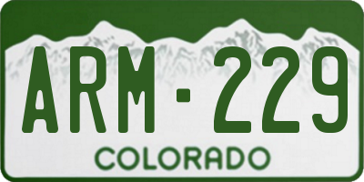 CO license plate ARM229