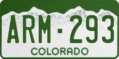 CO license plate ARM293