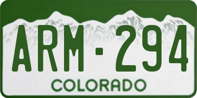CO license plate ARM294