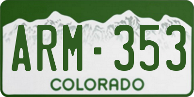 CO license plate ARM353