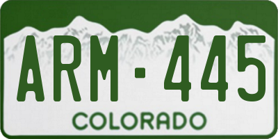 CO license plate ARM445