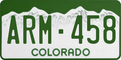 CO license plate ARM458