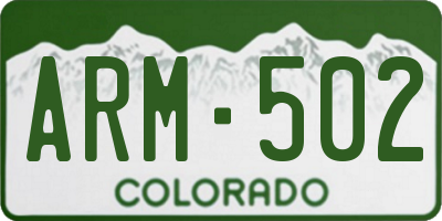 CO license plate ARM502