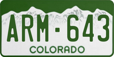 CO license plate ARM643