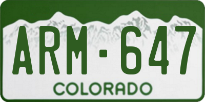 CO license plate ARM647